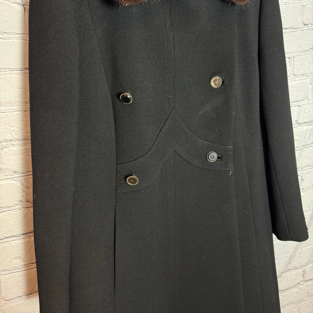 Vintage John T. Shayne Stegari Women’s Virgin Wool Fur Trimmed Coat size M/L - Picture 6 of 16
